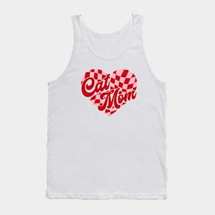 Valentine Cat Mom Checkered Heart Valentine's Day Tank Top